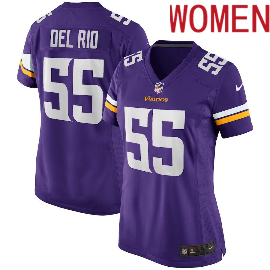 Women Minnesota Vikings #55 Jack Del Rio Nike Purple Game Retired Player NFL Jersey